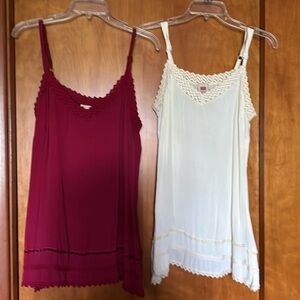 “Faded Glory” tops. One Maroon/One Beige. Sizes small.